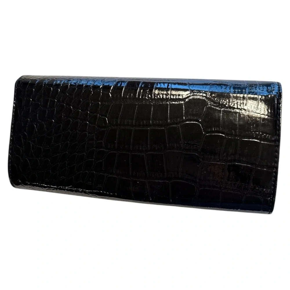 Bonita Bags New‎ York Black Crocodile Embossed Clutch Glam Party Formal